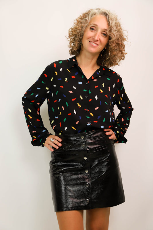 Jupe cuire irisé noire Maje Taille S