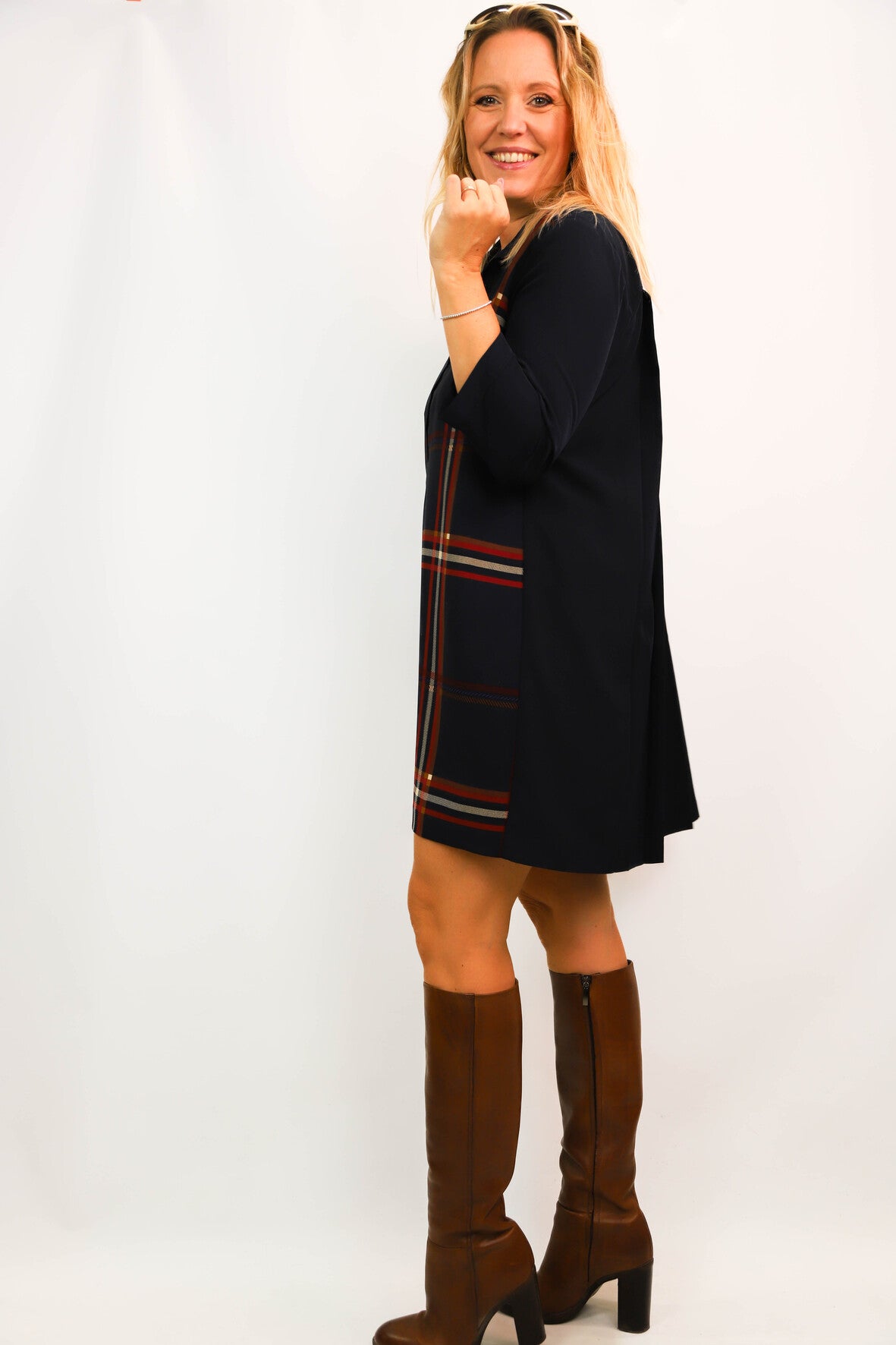 Robe bleue à carreaux Cop Copine Taille XL