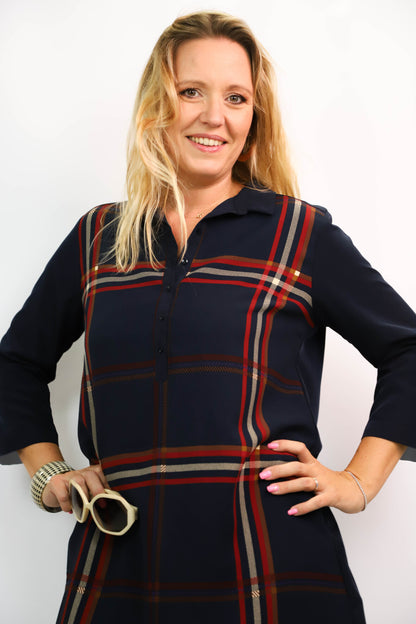 Robe bleue à carreaux Cop Copine Taille XL