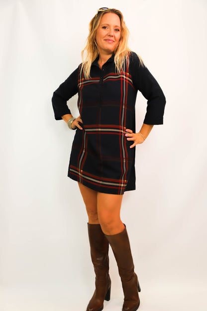 Robe bleue à carreaux Cop Copine Taille XL
