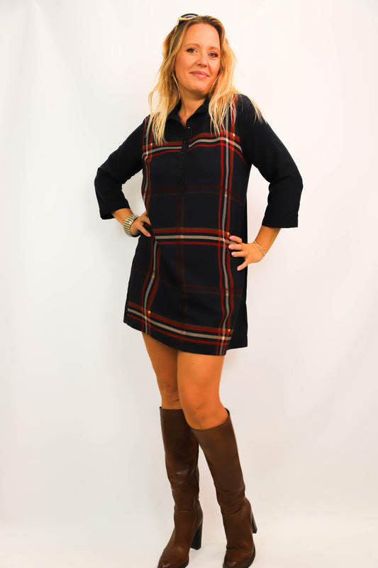 Robe bleue à carreaux Cop Copine Taille XL