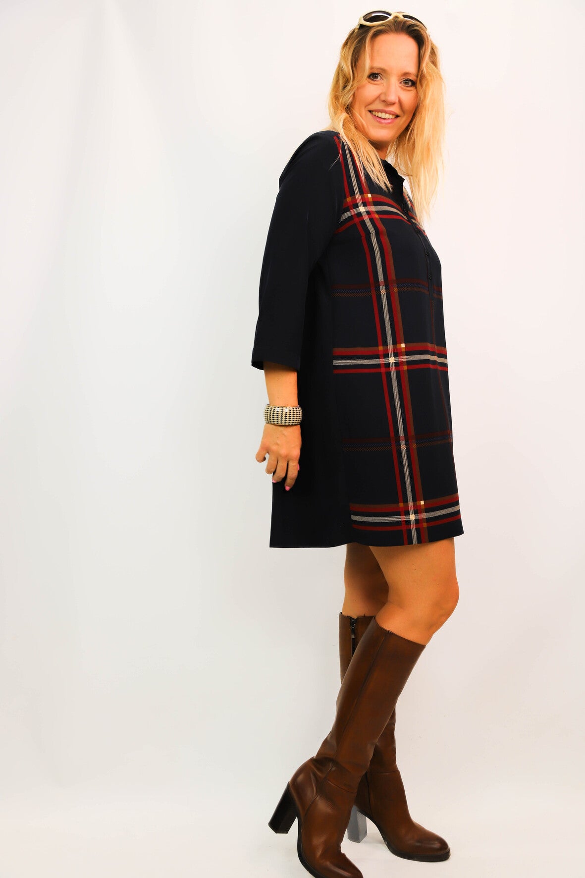 Robe bleue à carreaux Cop Copine Taille XL