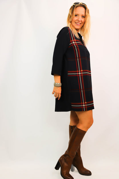Robe bleue à carreaux Cop Copine Taille XL