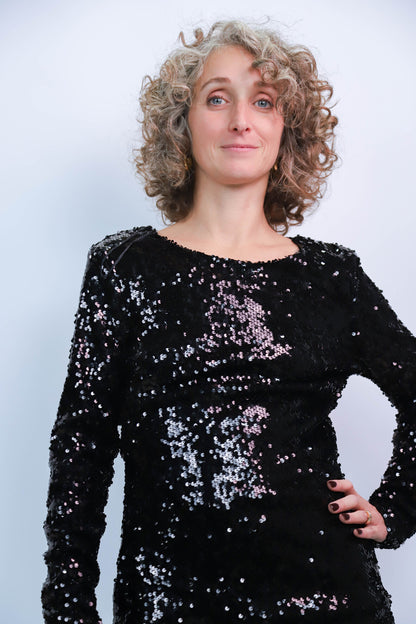 Robe à sequins noire Stradivarius Taille S