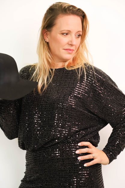 Robe noire et argentée à sequins H&M Taille L