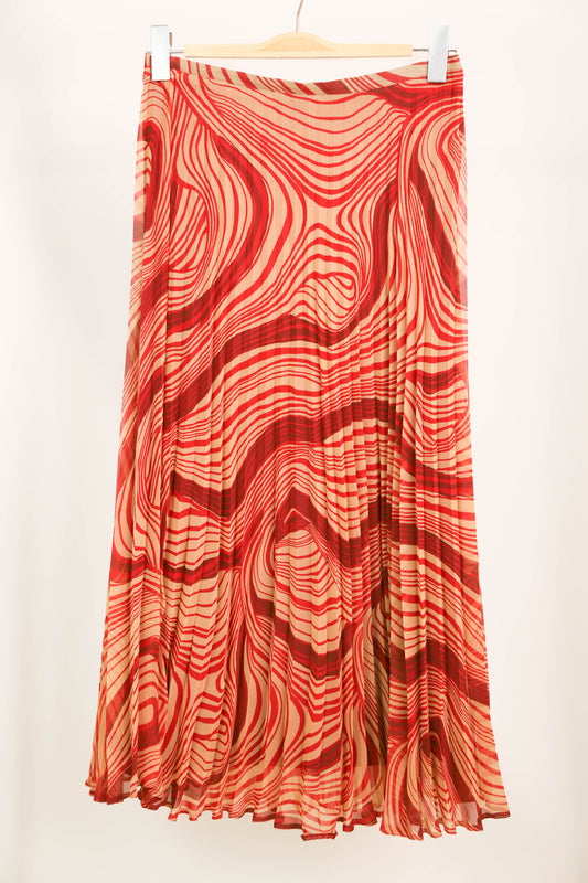 Jupe plissée rouge et beige 123 Taille M