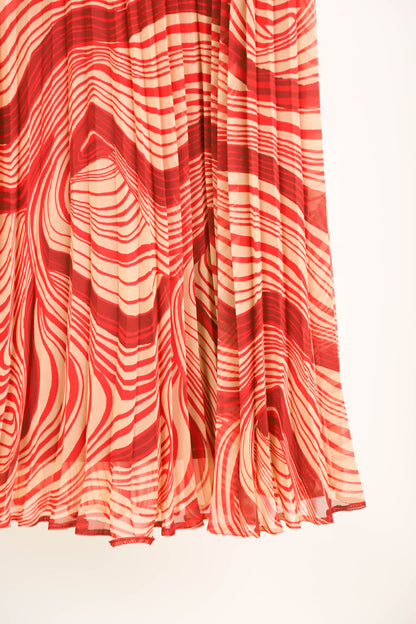 Jupe plissée rouge et beige 123 Taille M