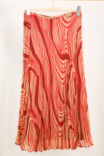 Jupe plissée rouge et beige 123 Taille M