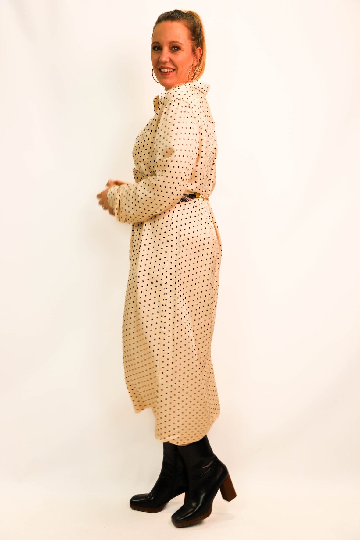 Robe beige à pois H&M Taille M
