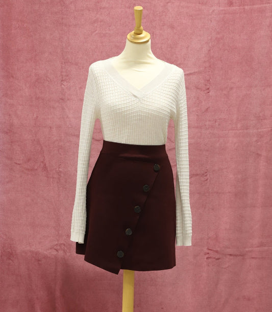 Pull écru cintré, col V,  Gérard Pasquier Taille M