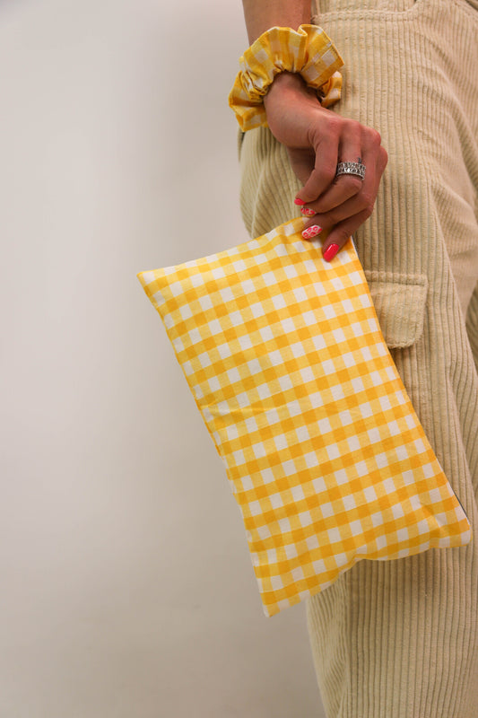 Pochette plate Vichy jaune Fringuette La Ligne