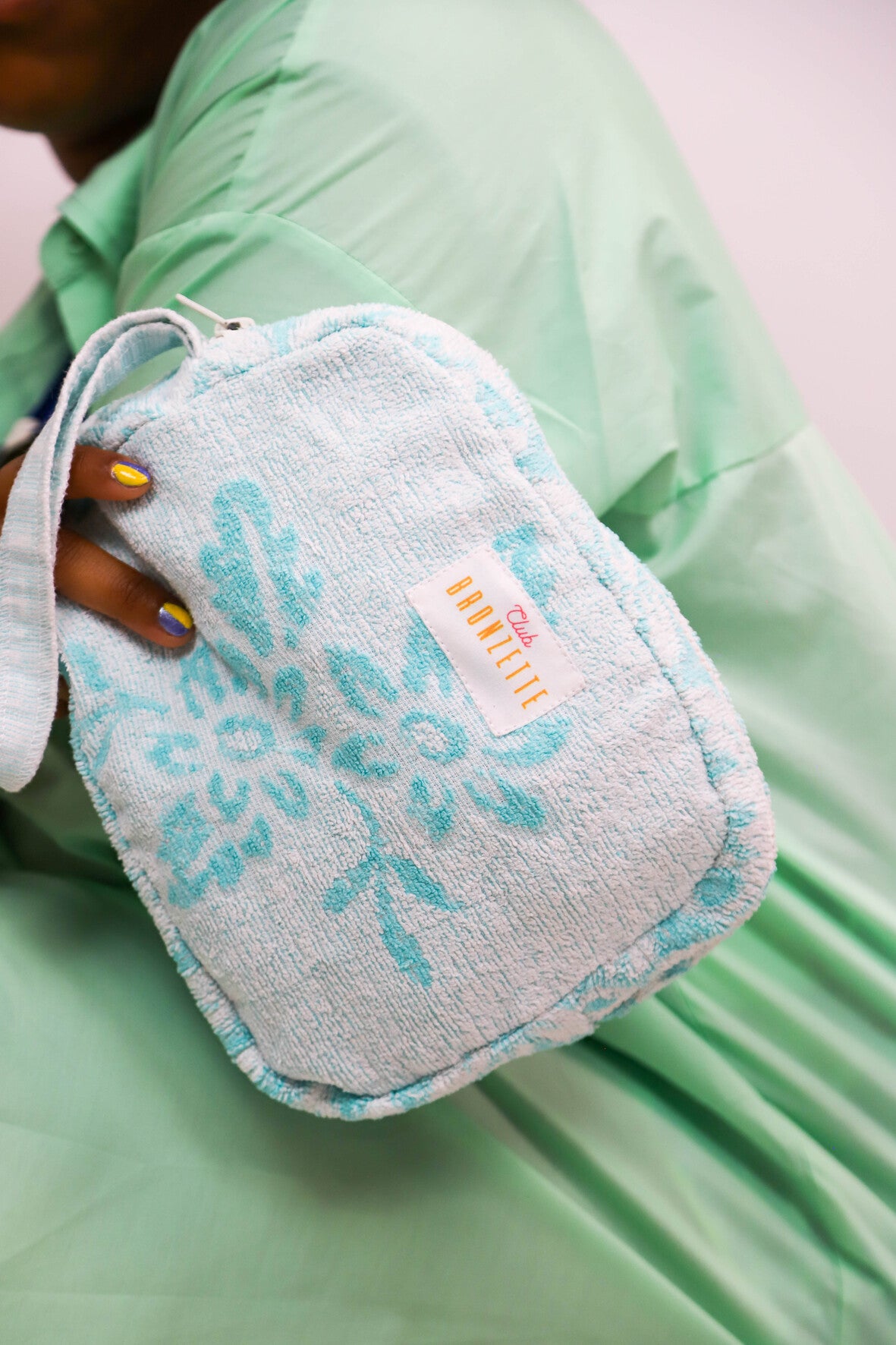 Petite Pochette Club Bronzette, Fringuette La Ligne, turquoise