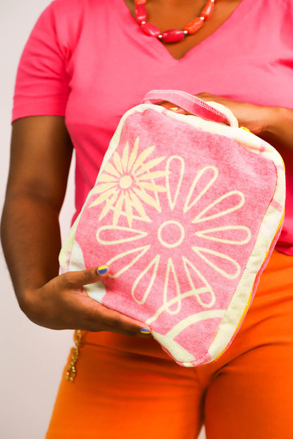 Grande pochette Club Bronzette, Fringuette La Ligne, rose et jaune