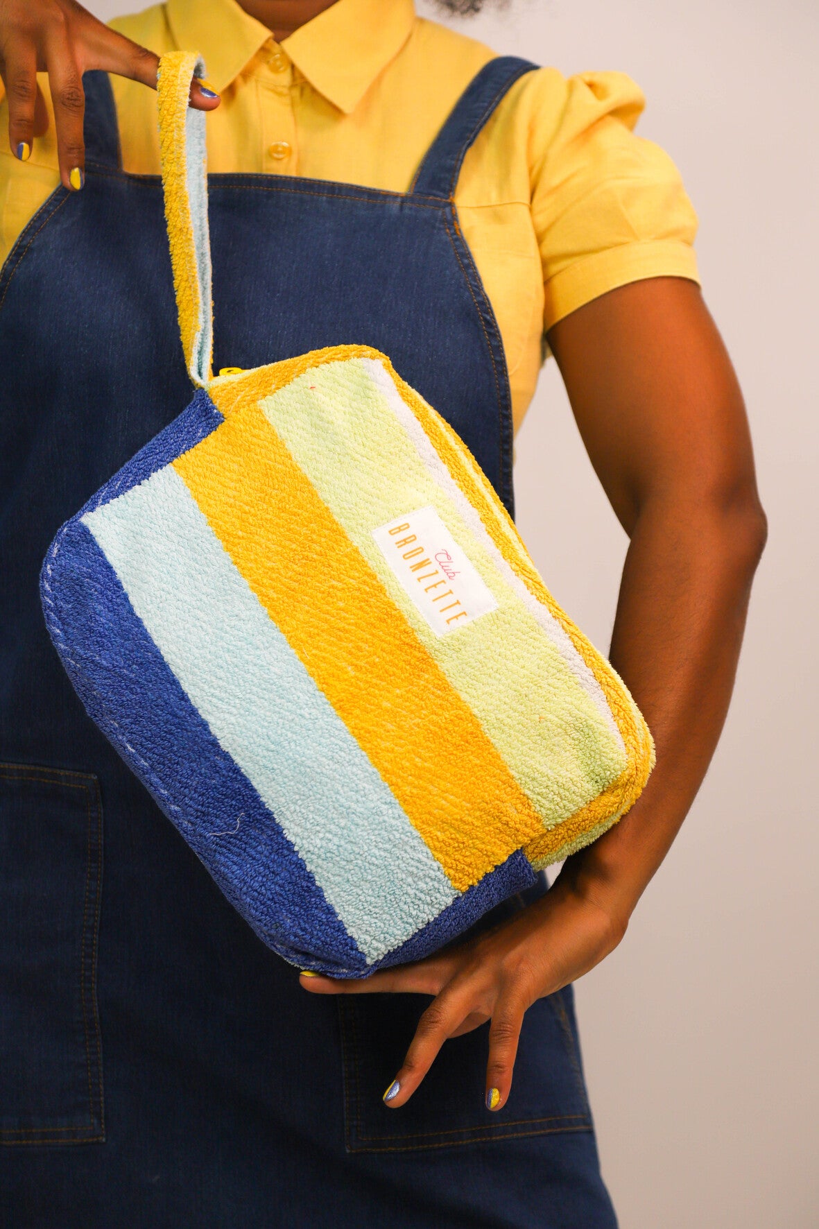 Grande Pochette Club Bronzette, Fringuette La Ligne, Rayée multicolore