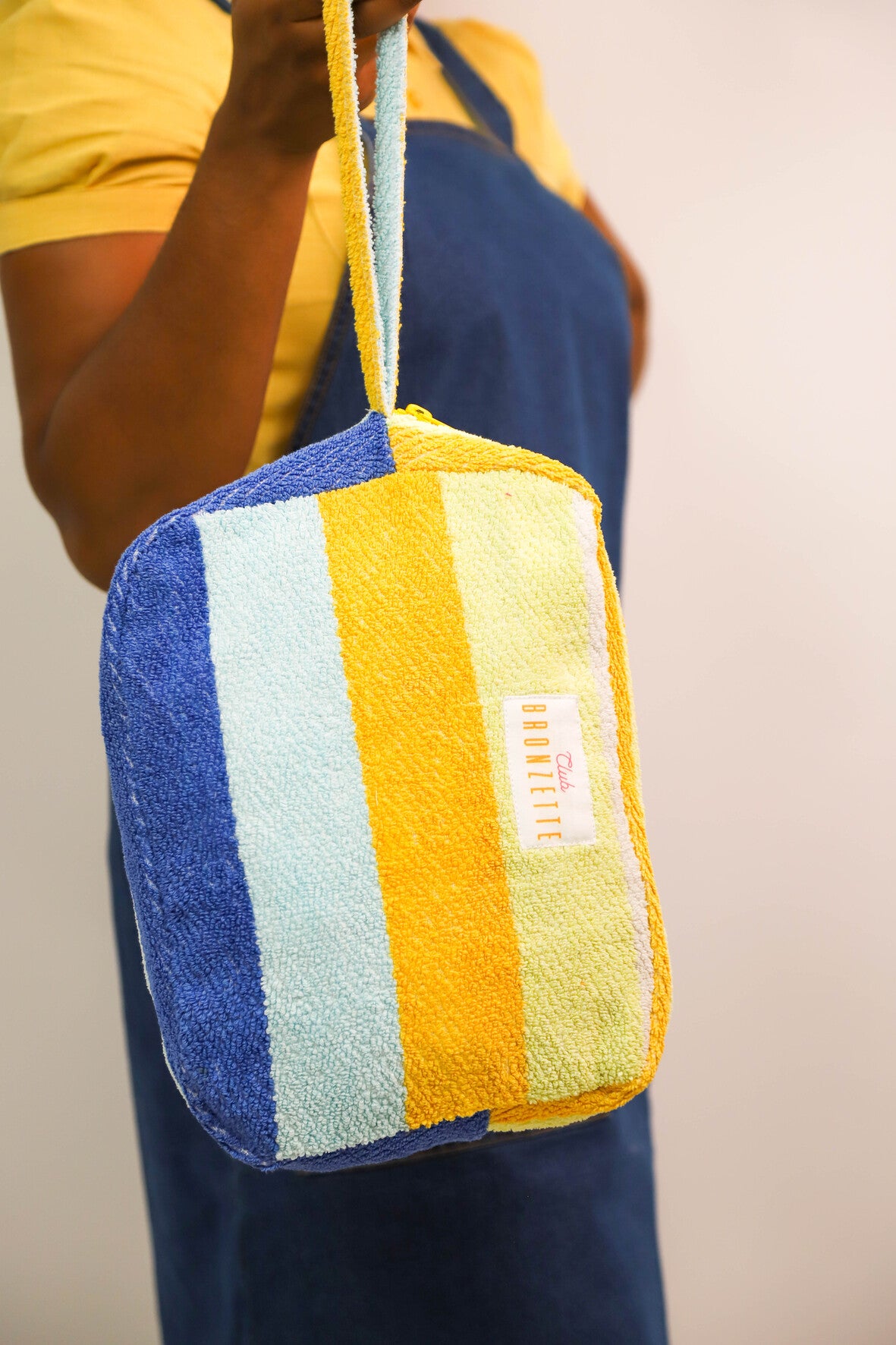 Grande Pochette Club Bronzette, Fringuette La Ligne, Rayée multicolore