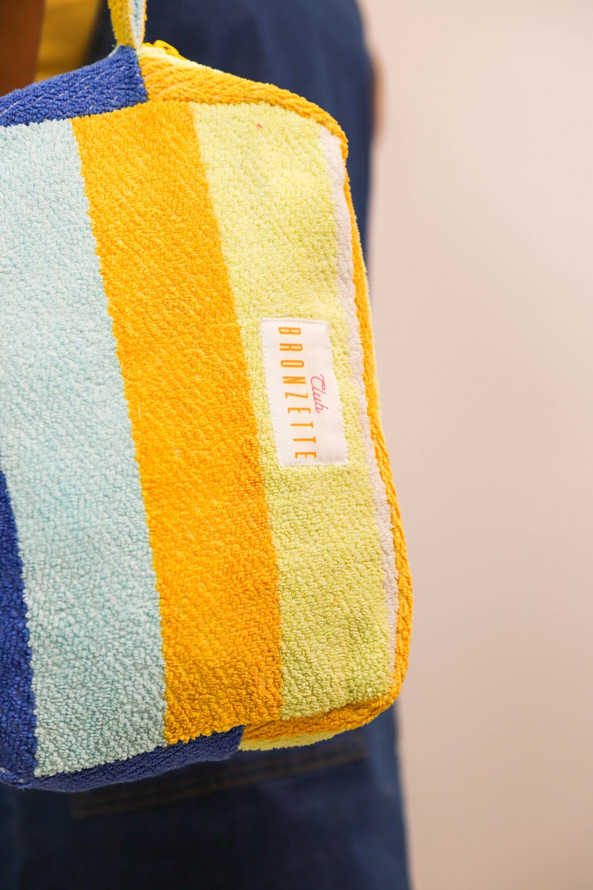 Grande Pochette Club Bronzette, Fringuette La Ligne, Rayée multicolore