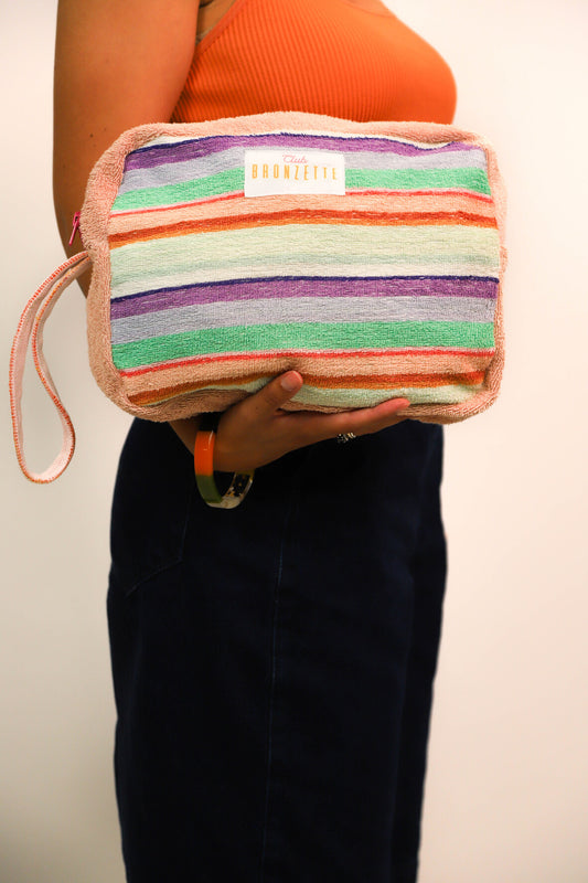 Grande Pochette Club Bronzette, Fringuette La Ligne, Rayée multicolore