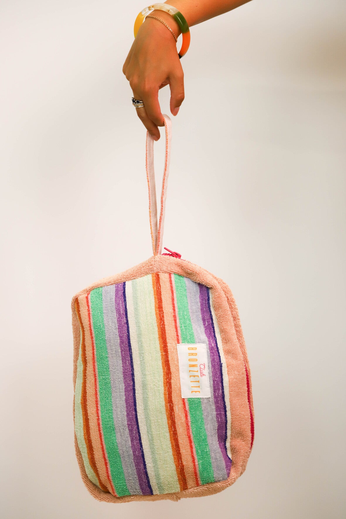 Grande Pochette Club Bronzette, Fringuette La Ligne, Rayée multicolore