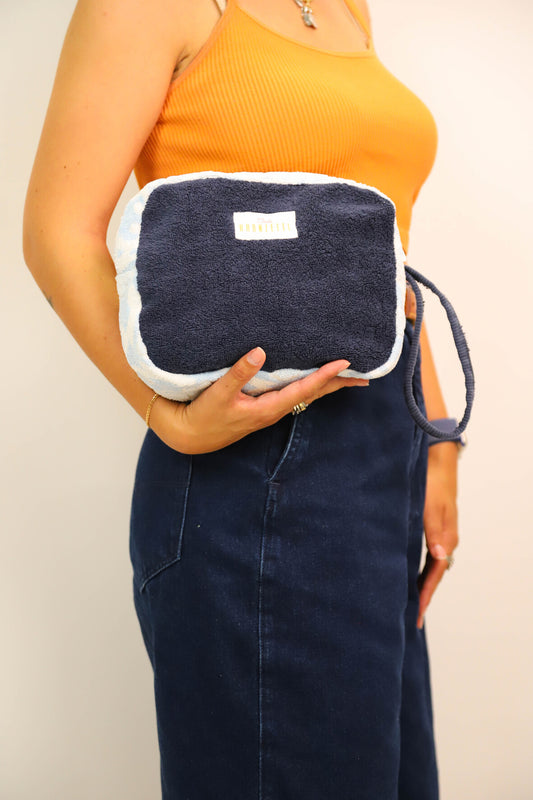 Petite Pochette Club Bronzette, Fringuette La Ligne, Bleu marine