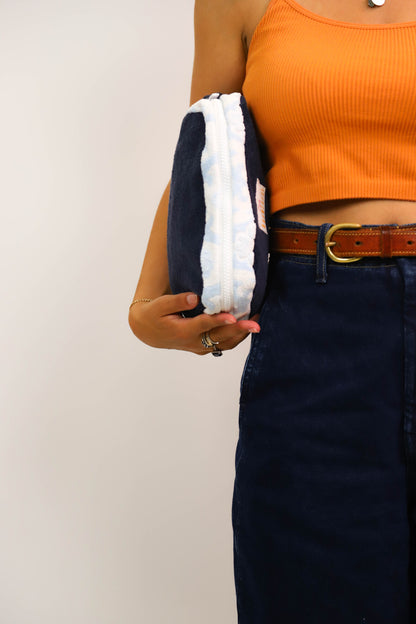 Petite Pochette Club Bronzette, Fringuette La Ligne, Bleu marine