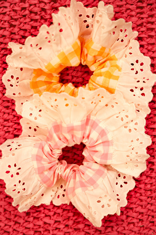 Chouchou Vichy et dentelle Fringuette La Ligne