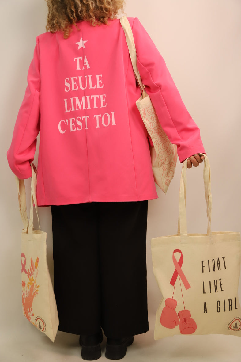 Tote Bag OCTOBRE ROSE "Fight Like a Girl"  Fringuette La Ligne