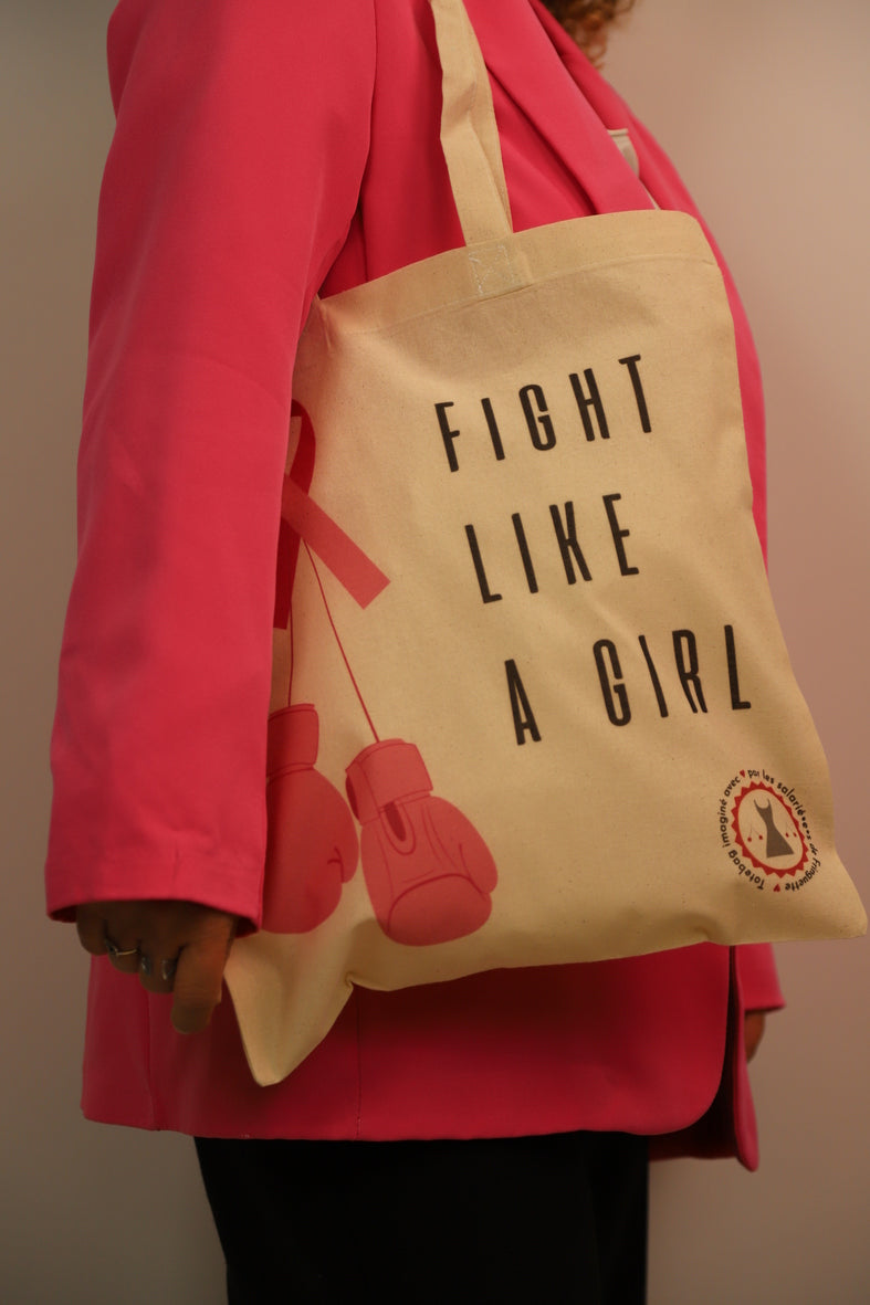 Tote Bag OCTOBRE ROSE "Fight Like a Girl"  Fringuette La Ligne