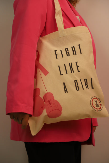 Tote Bag OCTOBRE ROSE "Fight Like a Girl"  Fringuette La Ligne