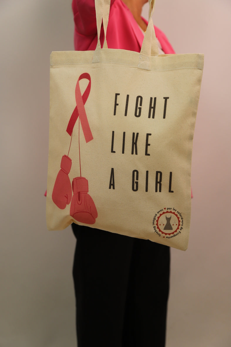 Tote Bag OCTOBRE ROSE "Fight Like a Girl"  Fringuette La Ligne