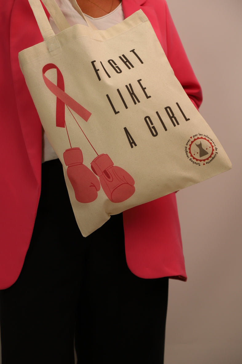 Tote Bag OCTOBRE ROSE "Fight Like a Girl"  Fringuette La Ligne