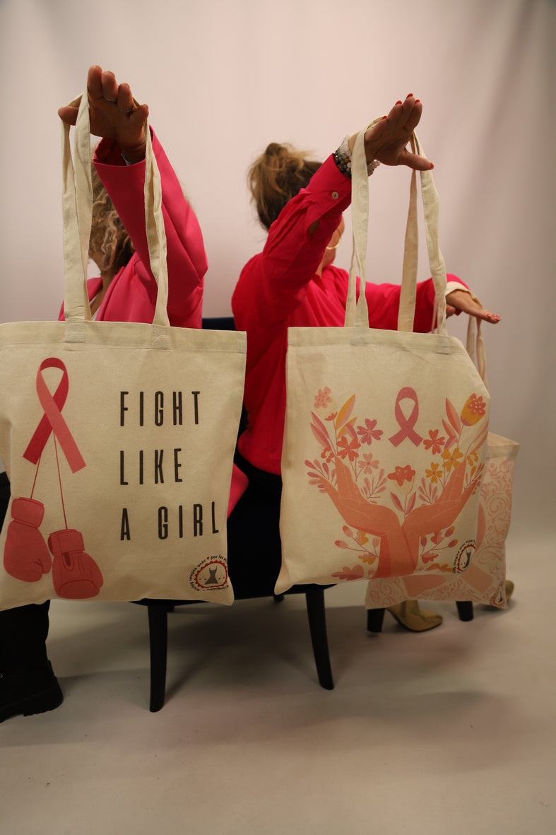 Tote Bag OCTOBRE ROSE "Fight Like a Girl"  Fringuette La Ligne