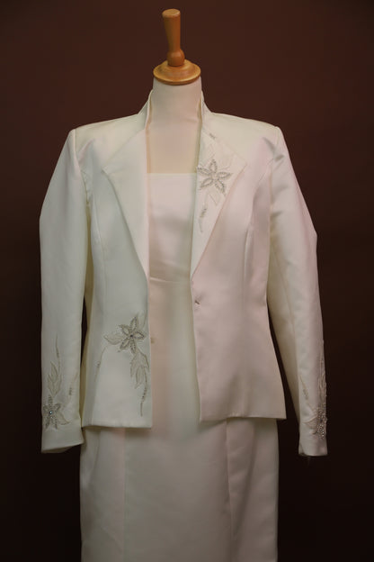 Ensemble mariage blanc : robe et veste Cocktail by Matrimonia taille XL