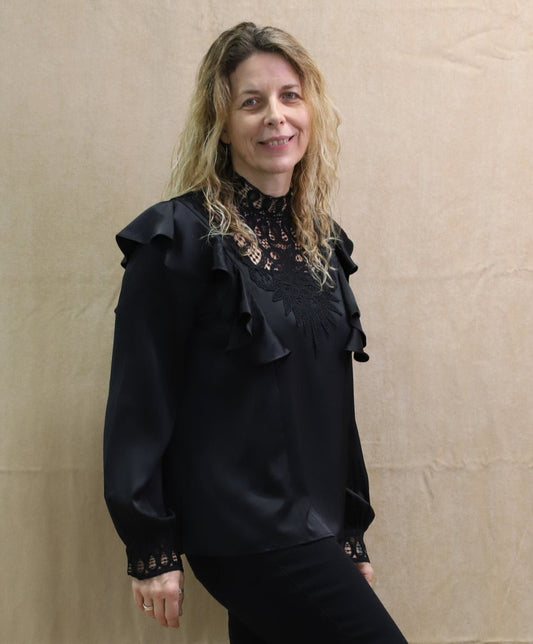 Chemisier noir Elsa.M Taille L - NEUF