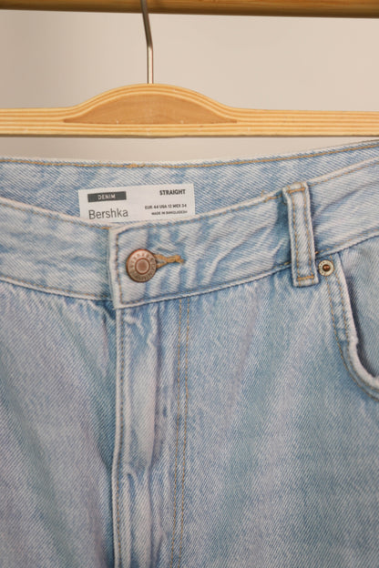 Jean droit bleu Bershka Taille XL