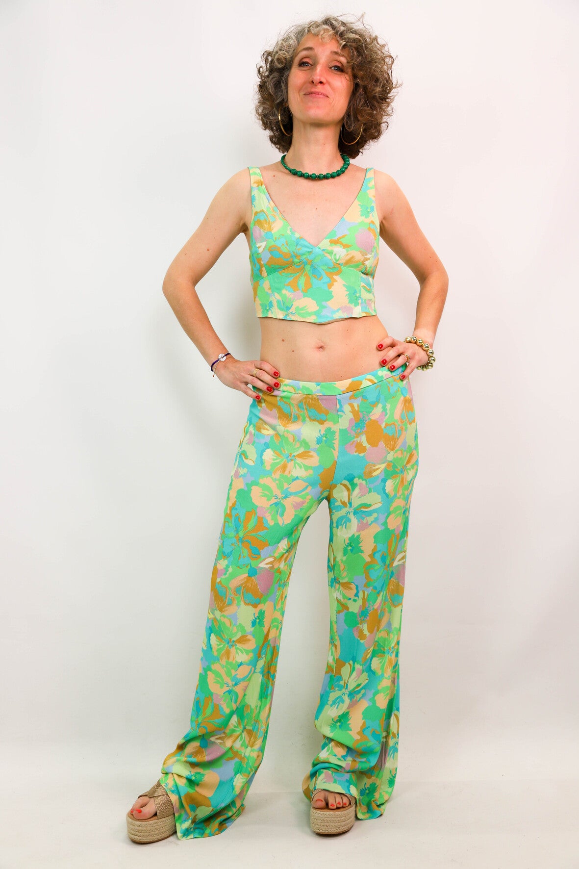 Ensemble haut et pantalon vert Stradivarius Taille M