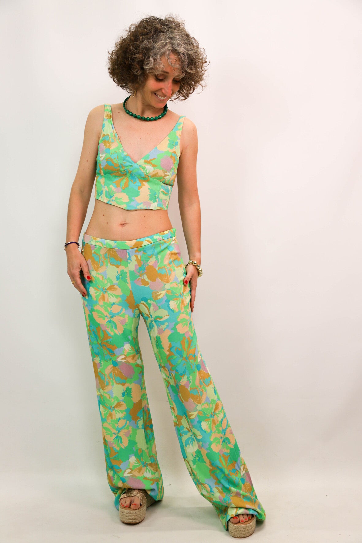 Ensemble haut et pantalon vert Stradivarius Taille M