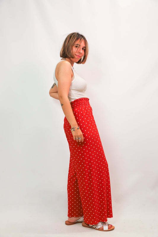 Pantalon terracotta à pois Bershka Taille XS