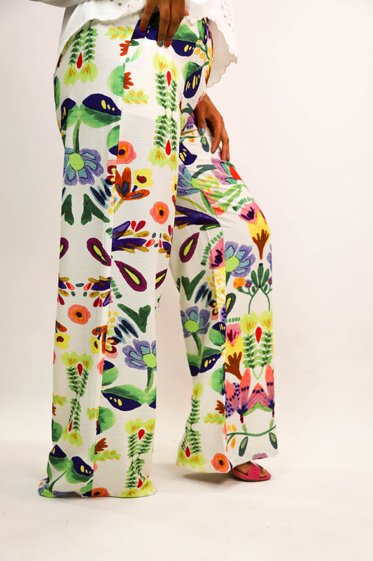 Pantalon fluide multicolore, Unika, Taille L - NEUF