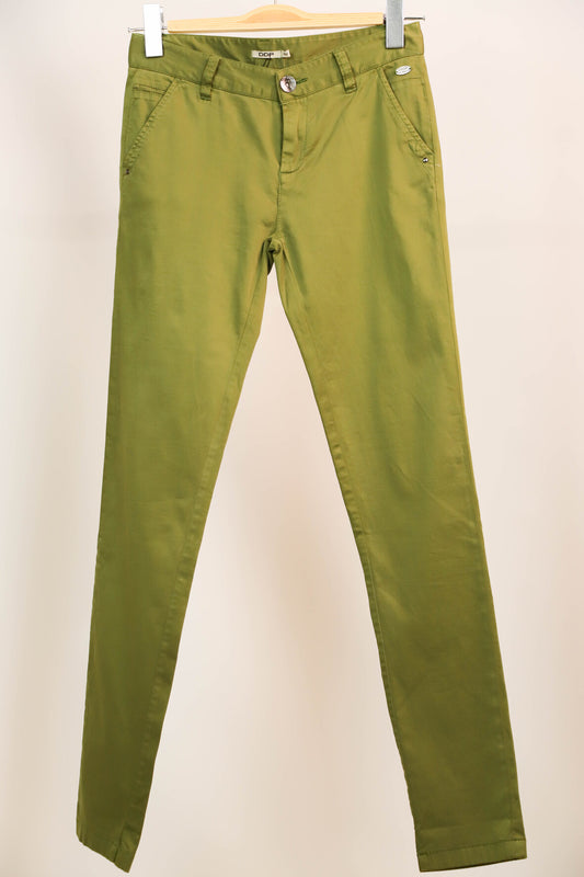 Pantalon vert kaki coupe chino, DDP, Tailles S et XS