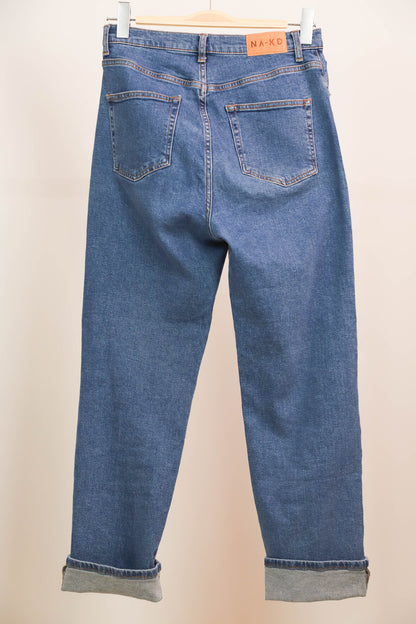 Pantalon bleu taille haute coupe large Na-Kd Taille L - 40