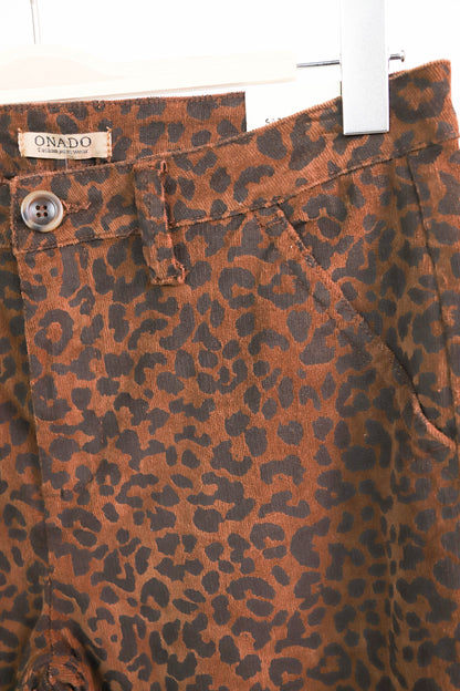 Pantalon en velours côtelé imprimé lépoard Onado Taille XL - NEUF