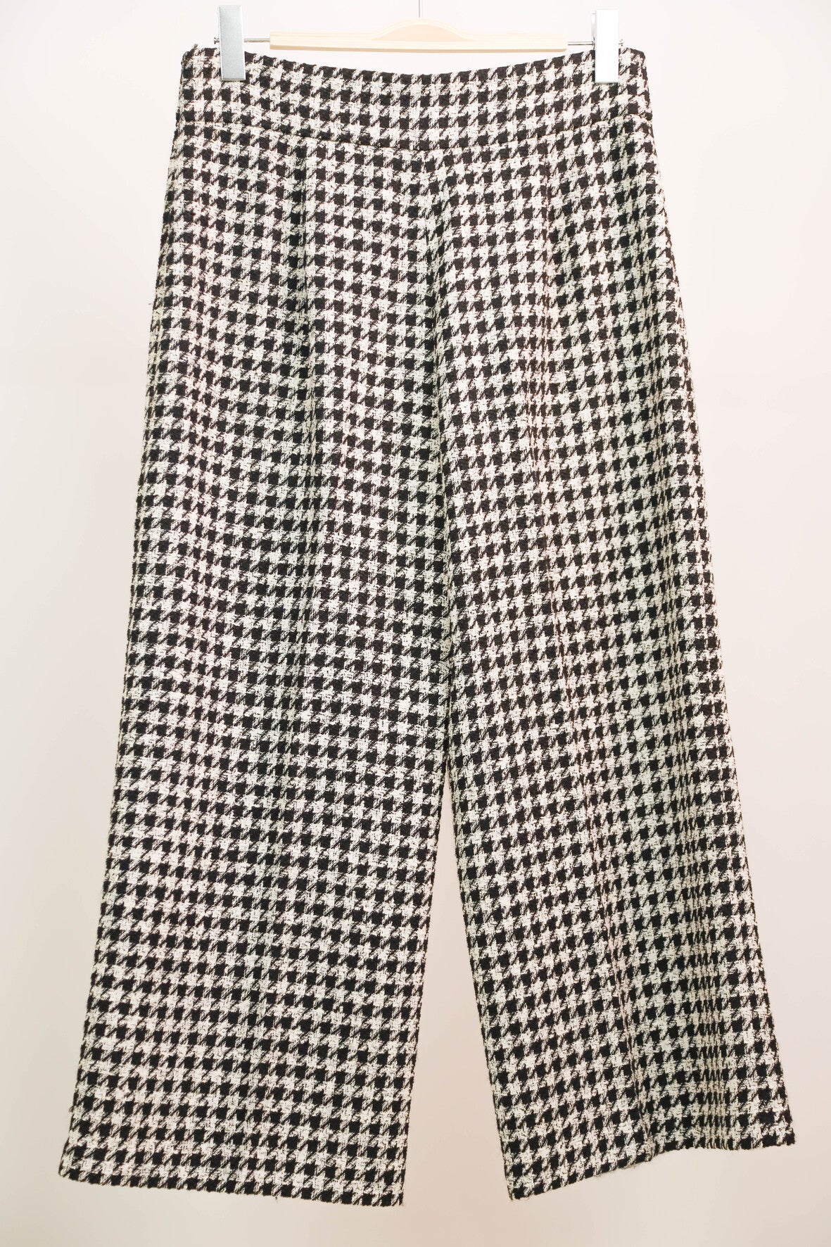 Pantalon noir et blanc en tweed motif pied de poule, ZARA Taille XL