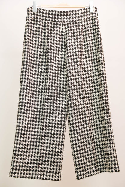 Pantalon noir et blanc en tweed motif pied de poule, ZARA Taille XL