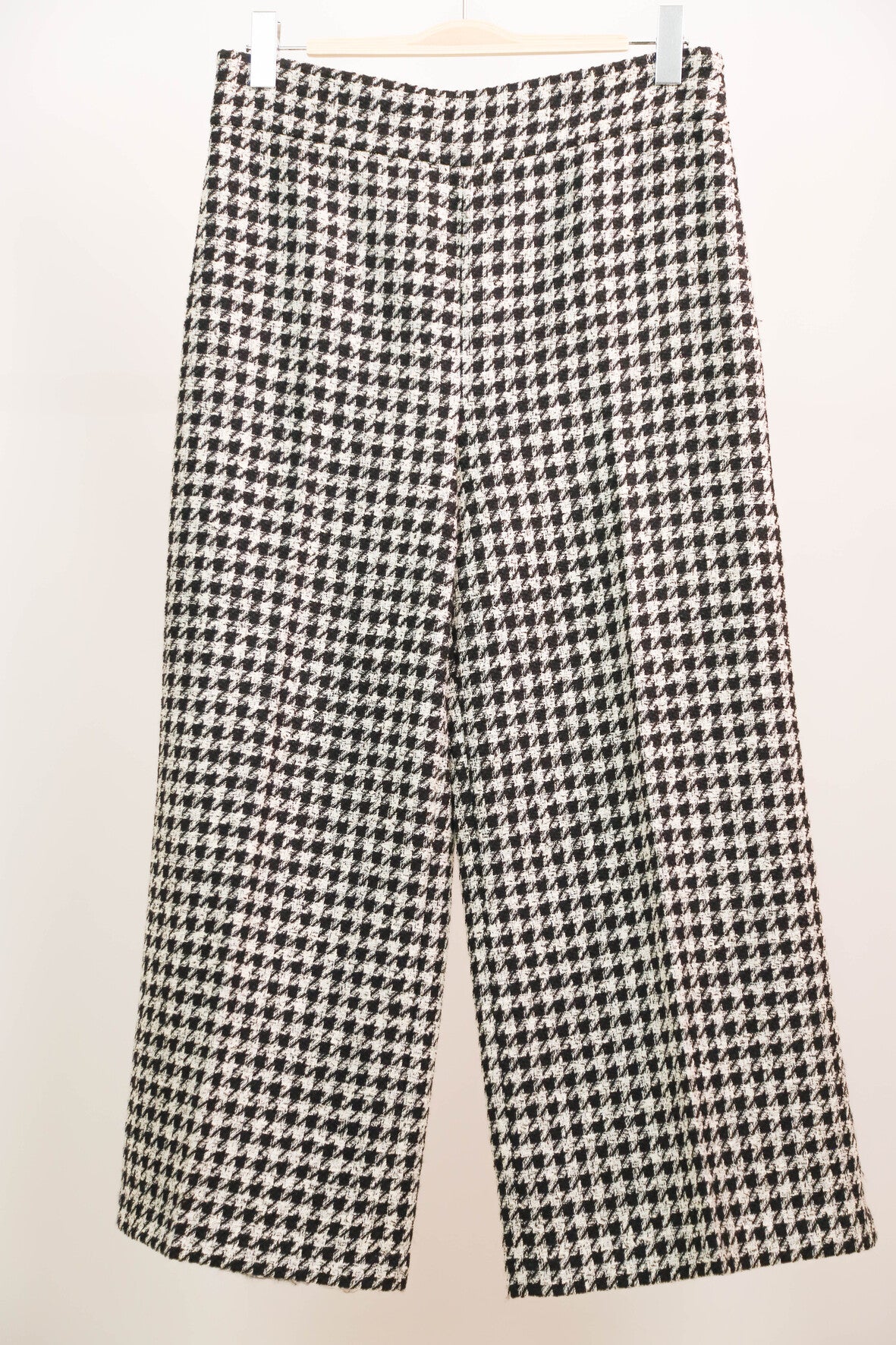Pantalon noir et blanc en tweed motif pied de poule, ZARA Taille XL
