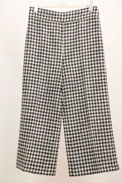 Pantalon noir et blanc en tweed motif pied de poule, ZARA Taille XL