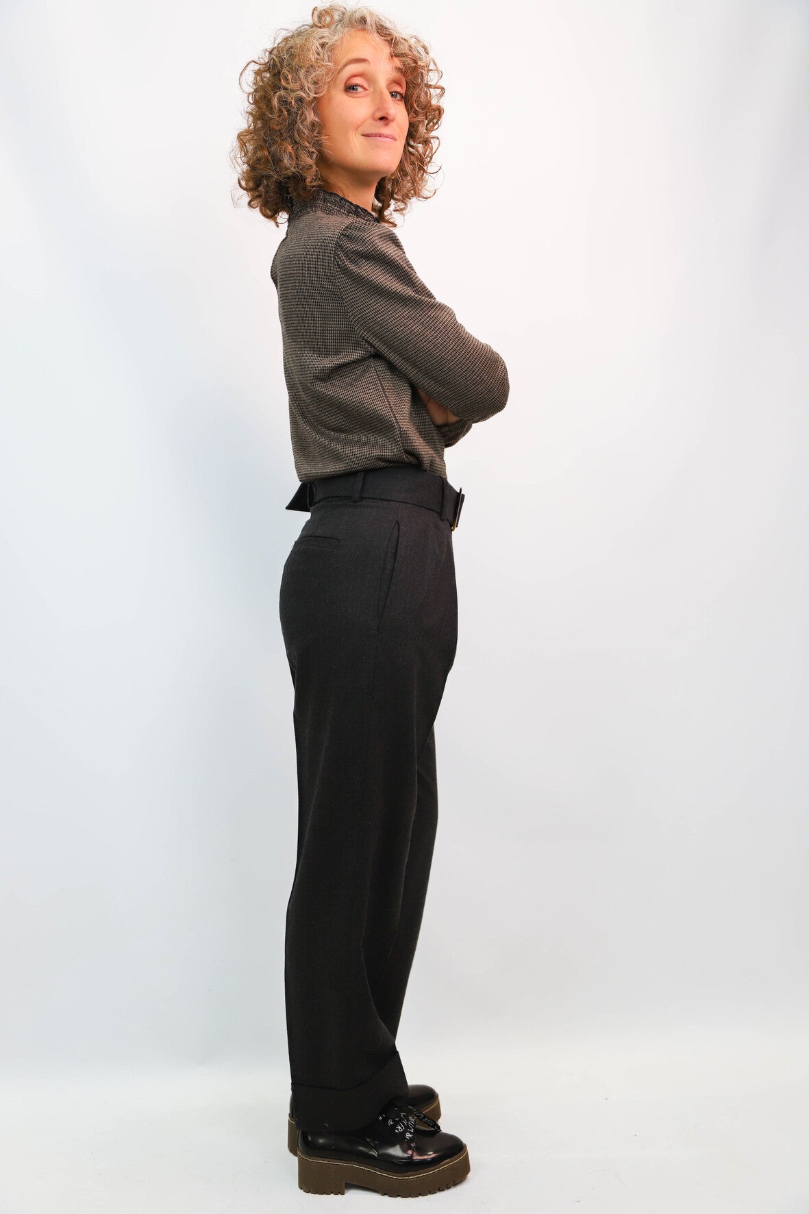 Haut beige et noir Mango Taille S