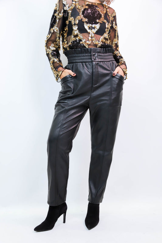 Pantalon en similicuir noir Suncoo Taille S