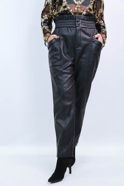 Pantalon en similicuir noir Suncoo Taille S