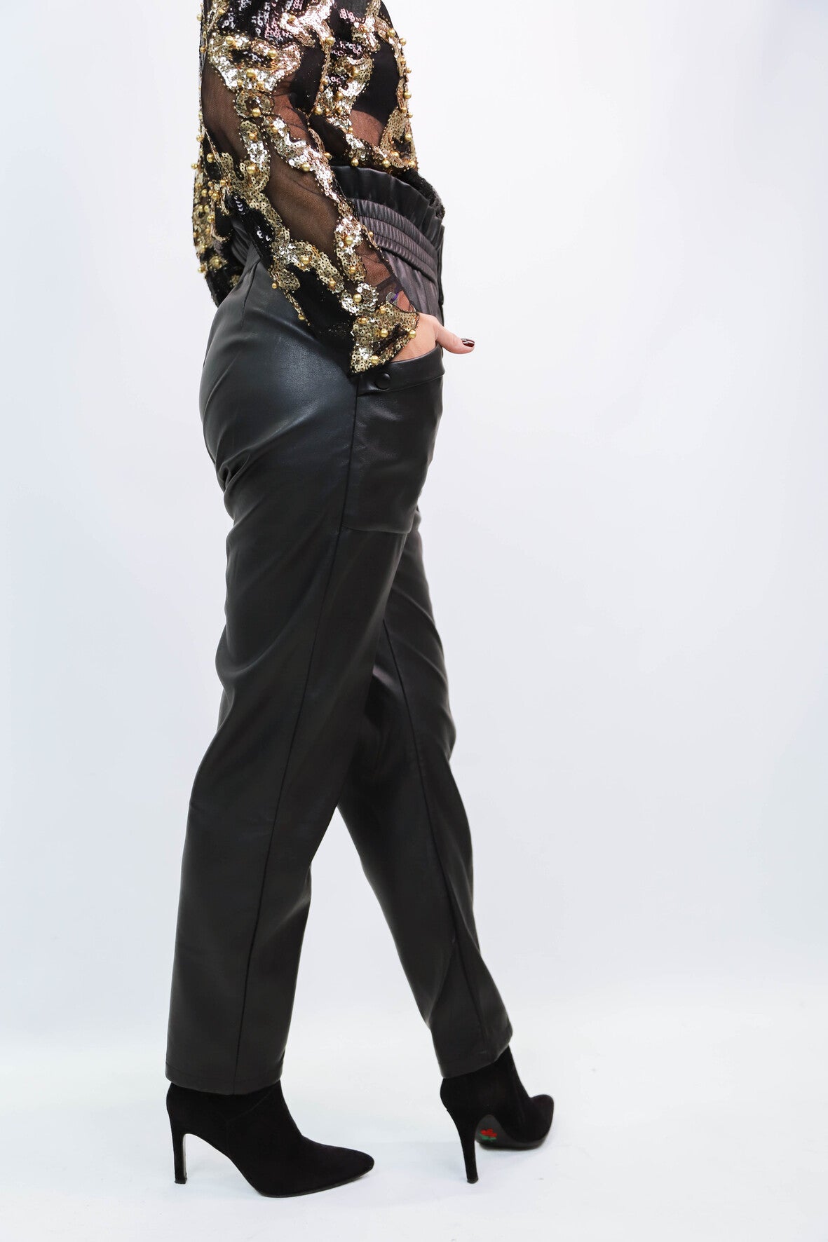 Pantalon en similicuir noir Suncoo Taille S