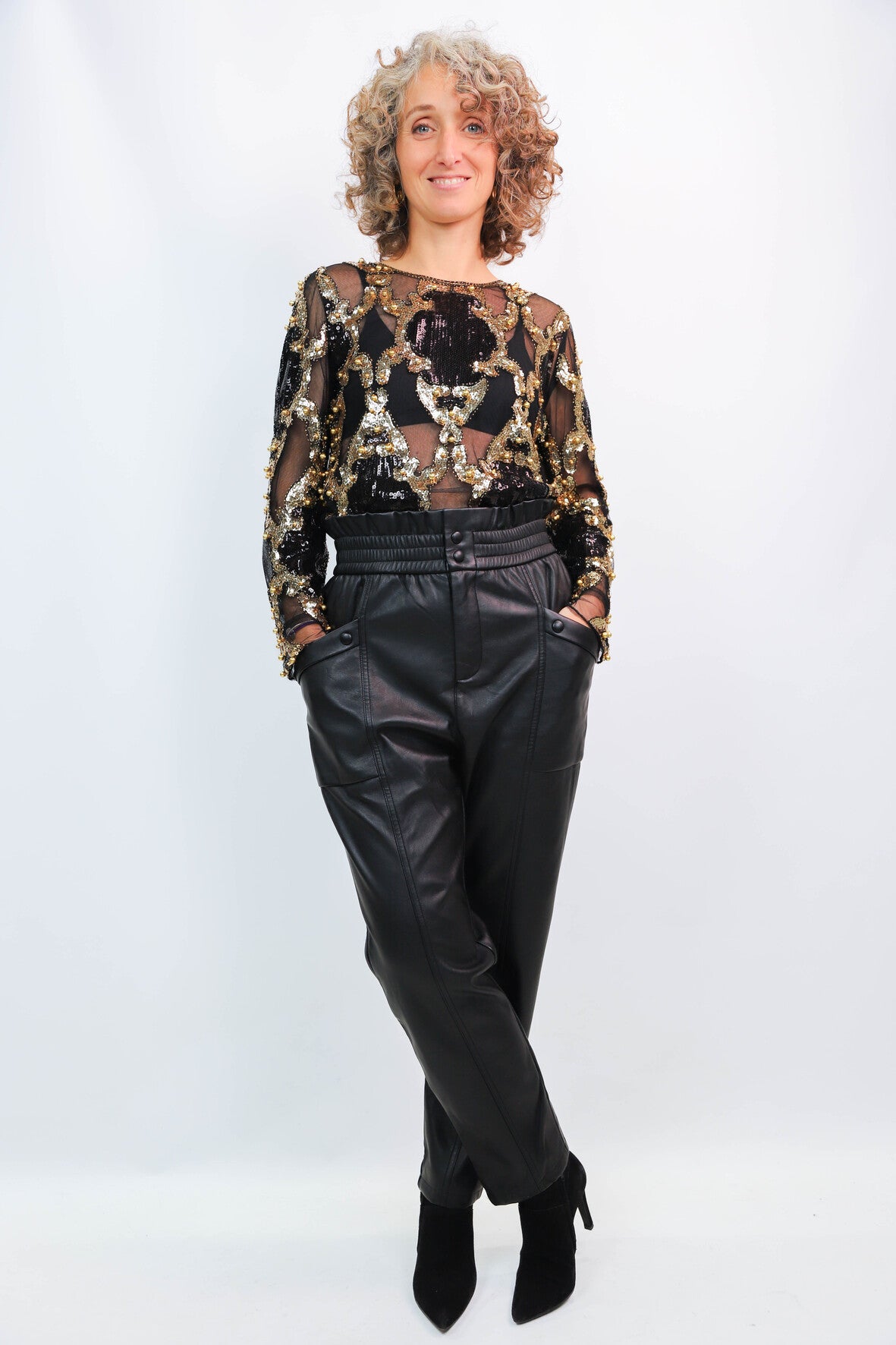 Pantalon en similicuir noir Suncoo Taille S